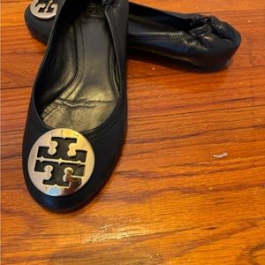 Tory Burch Slightly worn  black leather Tory Burch loafers.